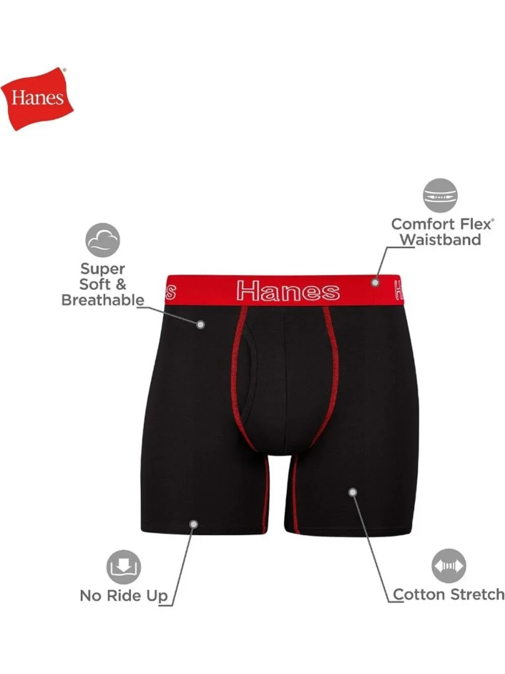 Comfortable Stretch Cotton Boxer Briefs for Men, Moisture-Wicking, 6-Pack
